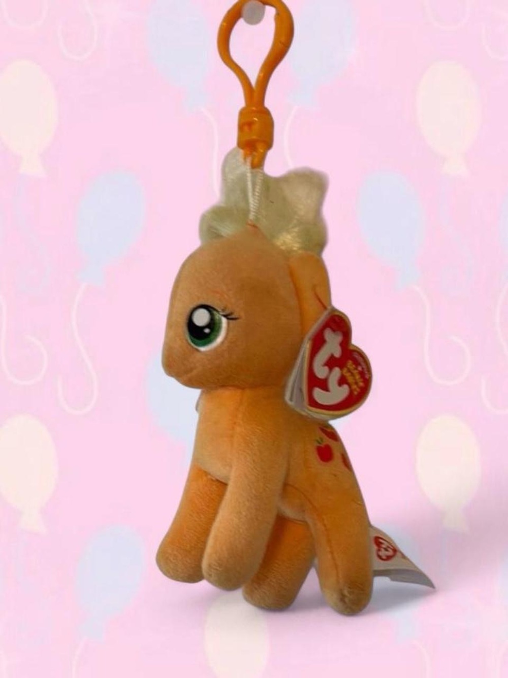 Ty My Little Pony Applejack Clip-On Plush with Green Eyes and Cream Mane